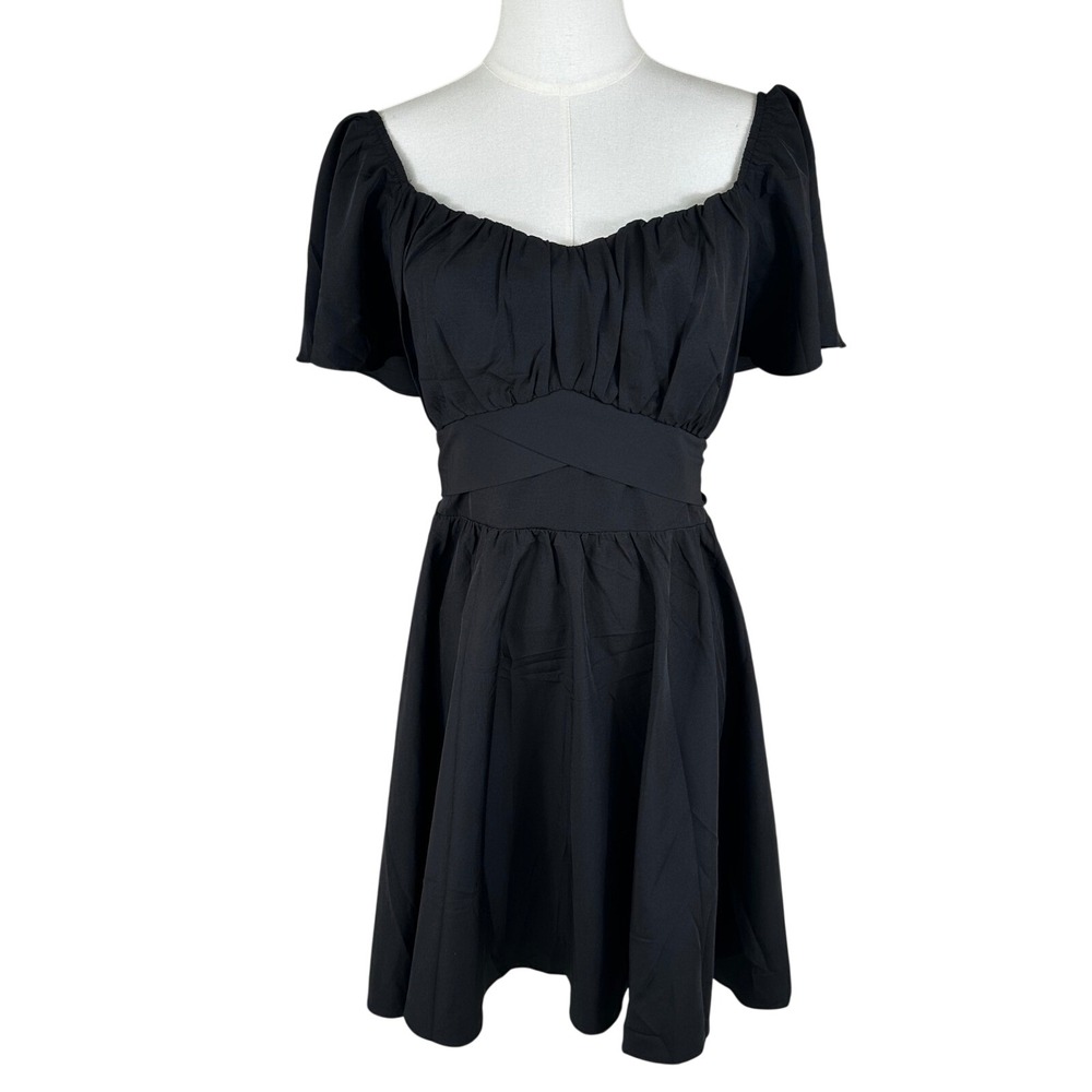 Rooscier Fit Flare Dress Women L Black Cottagecore Academia Gothic Whimsical